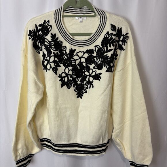 Krush Kandy Sweetest Devotion Floral Stripe Embroidered Sweater 3X Boho Soft - Picture 3 of 9